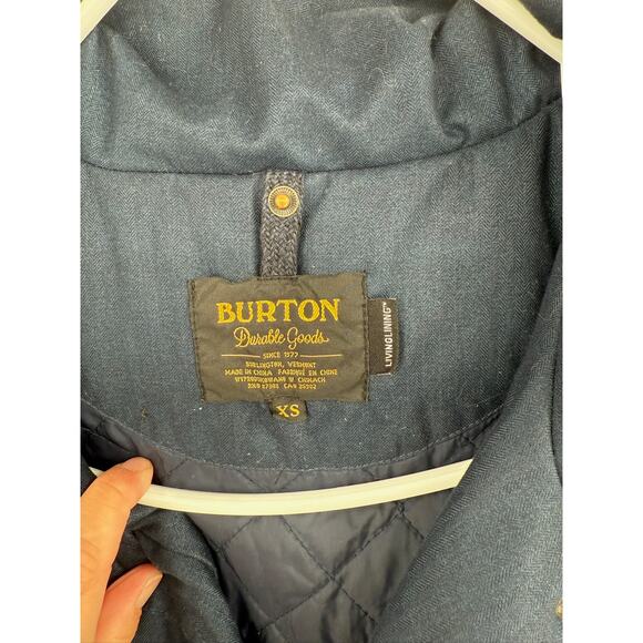 Burton Durable Goods Quilt Lined Tie Waist Jacket Womens XS Navy Blue Hooded - Picture 10 of 14